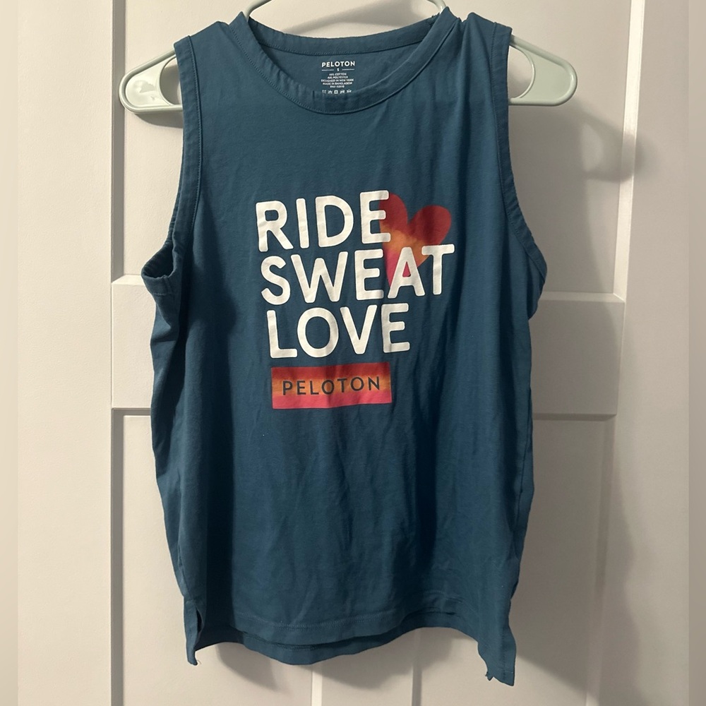 Peloton Ride Sweat Love Teal Tank!!